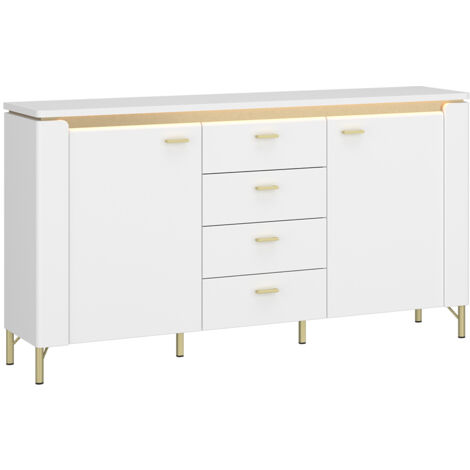 Sideboard 155 cm in weiß mit goldfarbenen Akzenten LUKA-129