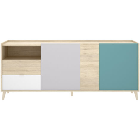 Sideboard 180x43 cm mehrfarbig mit drei Türen und zwei Schubladen - Cecina