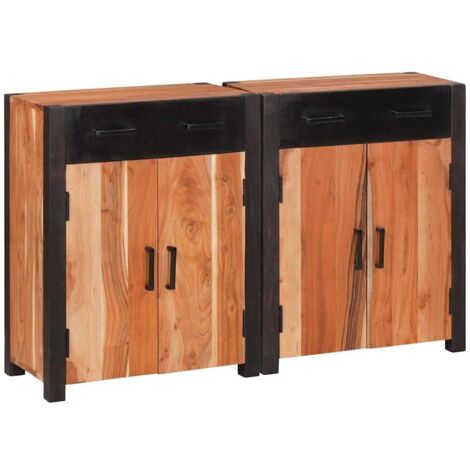 Sideboard 2 pcs Brown 110 x 30 x 75 cm Solid Acacia wood vidaXL