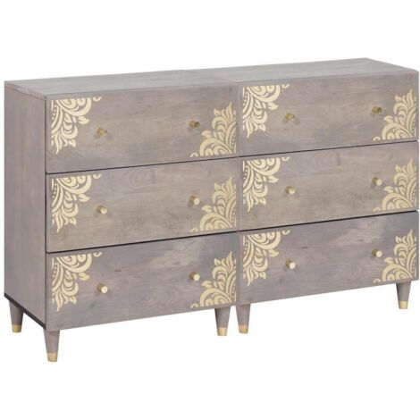 Sideboard 2 pcs Grau 60 x 33.5 x 75 cm Massivholz Mango vidaXL