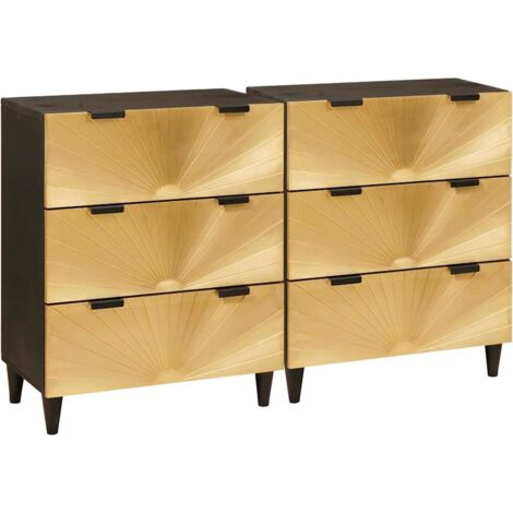 Sideboard 2 pcs Schwarz und Gold 60 x 33 x 75 cm vidaXL