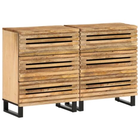 Sideboard 2 Stk. 60x34x75 cm Raues Massivholz Mango vidaXL
