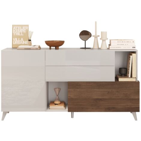 Sideboard 2 Türen, 2 Schubladen, 2 offene Fächer und 2 Regale B181 cm - MALA