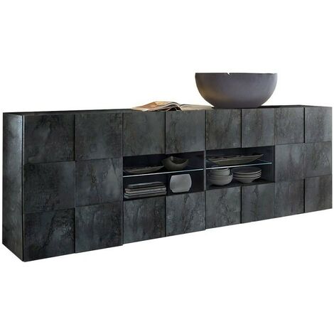 Sideboard 2 Türen 4 Schubladen oxidiert L.241 P.43 H.84 cm