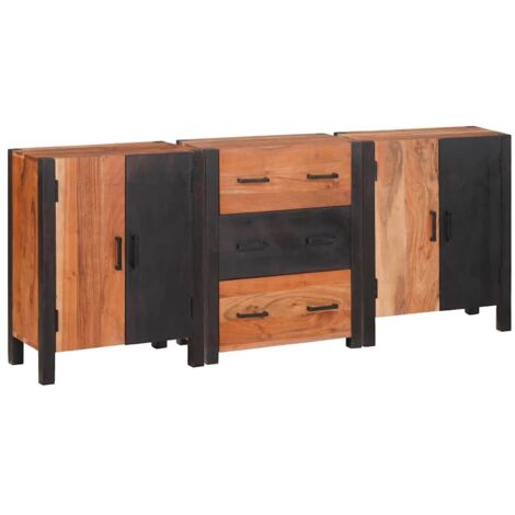 Sideboard 3 pcs Brown 55 x 30 x 75 cm Solid Acacia wood vidaXL