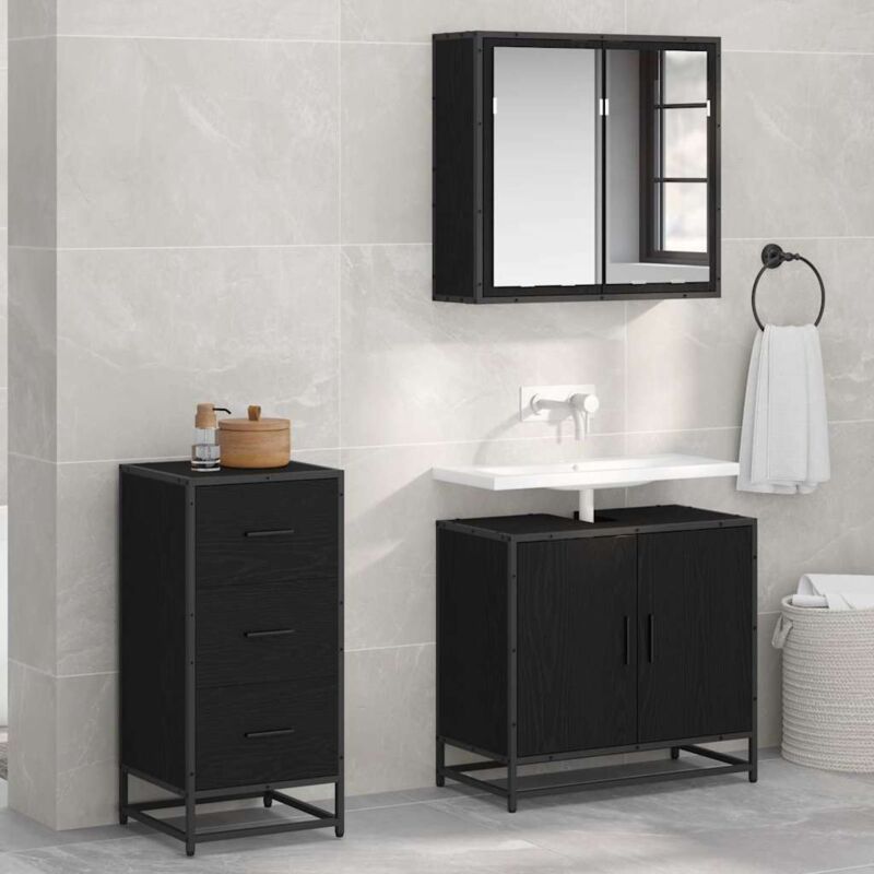 Sideboard Schwarz Eichen-optik 35, 5 X 35 X 76 Cm Holzwerkstoff Vidaxl