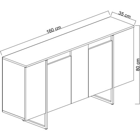 Sideboard 4 Türen mit Regalen B160 cm - LUXE