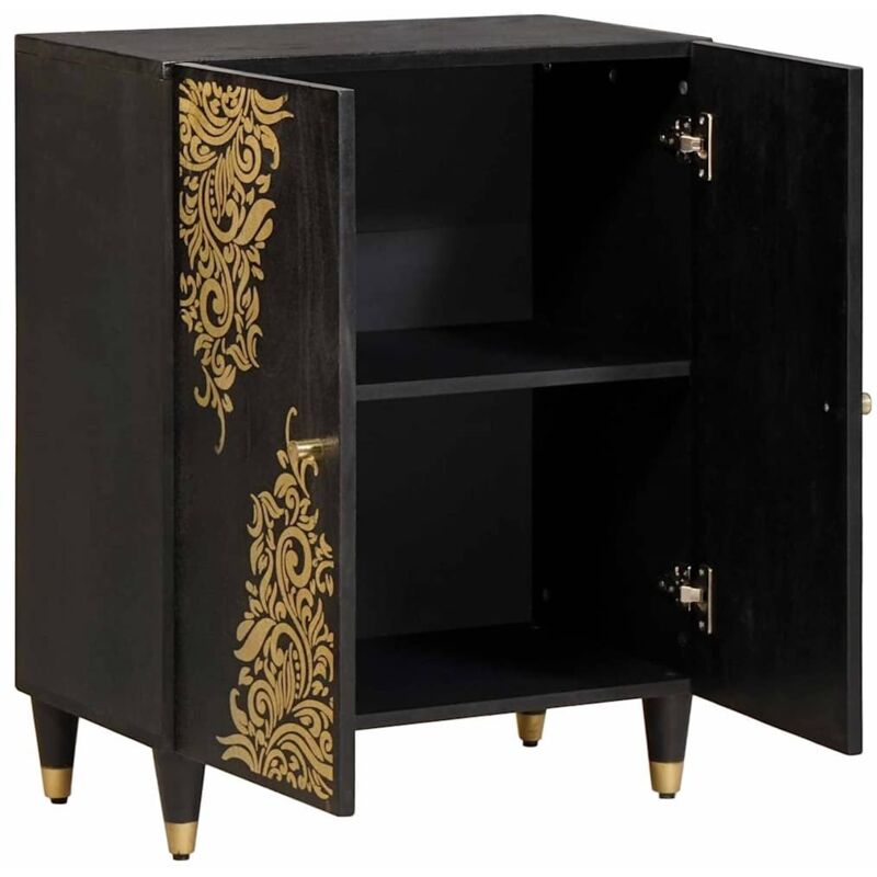 Sideboard Schwarz 60 X 33 X 75 Cm Massivholz Mango Vidaxl
