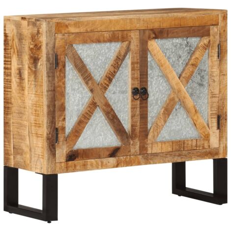 Sideboard 80x30x71 cm Solid Rough Wood Mango and Metal vidaXL