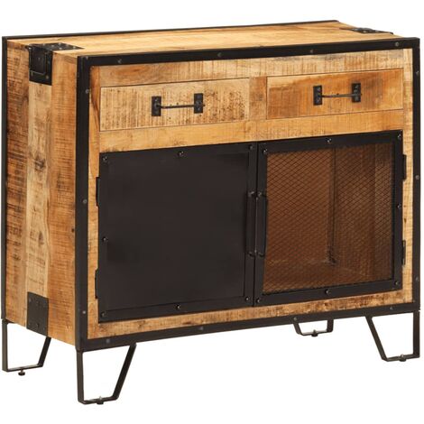 Sideboard 80x31x66 cm Solid Rough Wood Mango and Metal vidaXL