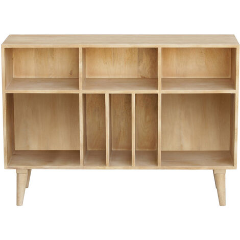Sideboard Ablageschrank für Flaschen oder Platten aus Mangoholz ISIDRO - Holz hell / Schwarz