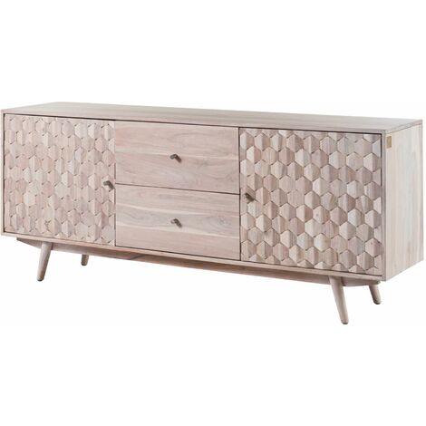 Sideboard Akazie 180x42x75 weiß lackiert MOSAYK 200