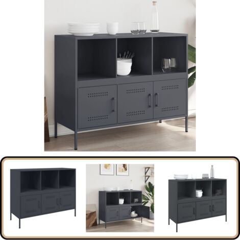 Sideboard Anthrazit 100,5x39x79 cm Stahl - Industrielles Design - Sideboard - Regal - Aufbewahrung - Wohnraum