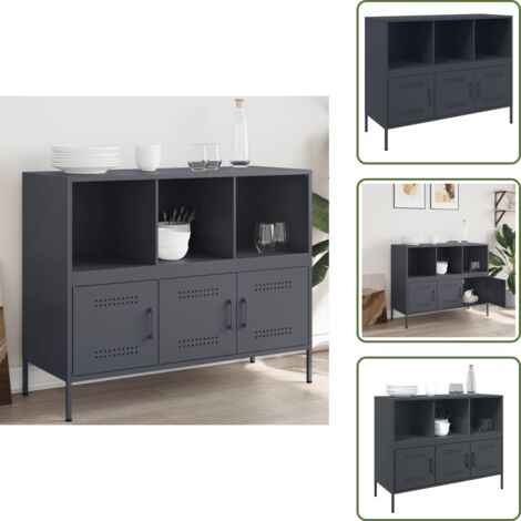 Sideboard Anthrazit 100,5x39x79 cm Stahl - Industrielles Design - Sideboard - Regal - Aufbewahrung - Wohnraum