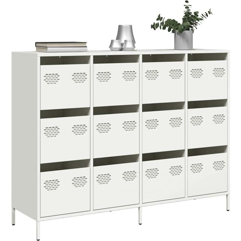 Sideboard Weiß 135x39x103, 5 Cm Kaltgewalzter Stahl - Vidaxl