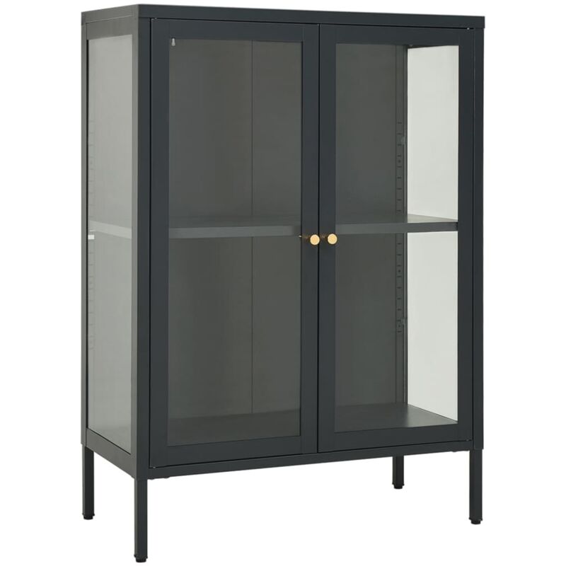 Sideboard Anthrazit 75x35x105 Cm Stahl Und Glas - Vidaxl