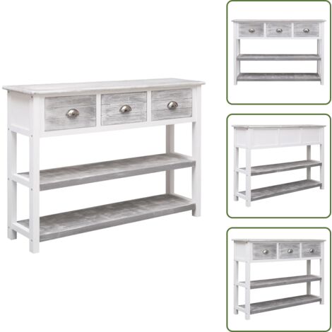 Sideboard Antik-Grau 108x30x76 cm Massivholz Paulownia - Holzmöbel - Sideboard - Wohnzimmertisch - Kommode - Vintage Stil