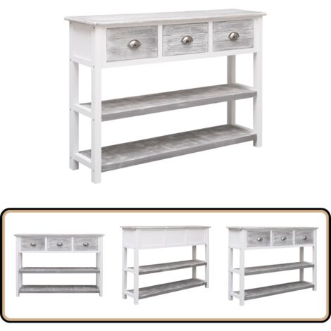 Sideboard Antik-Grau 108x30x76 cm Massivholz Paulownia - Holzmöbel - Sideboard - Wohnzimmertisch - Kommode - Vintage Stil