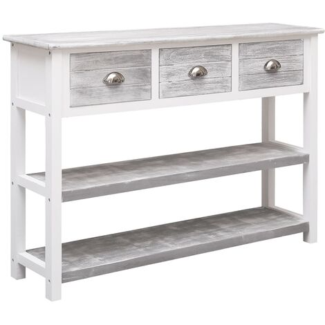 Sideboard Antique Grey 108x30x76 cm Solid Paulownia Wood vidaXL