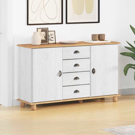 Sideboard ASKIM Weiß 133,5 x 40 x 79 cm Massivholz Kiefer vidaXL