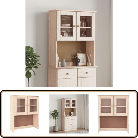 Sideboard-Aufsatz ALTA 77x30x92 cm Massivholz Kiefer - Holz Sideboard - Küchenregal - Wohnzimmer Regal - Aufbewahrungsschrank - Massiver Kiefernschalter