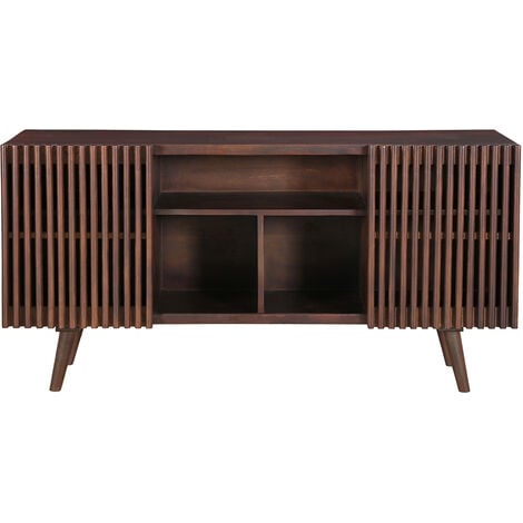 MILIBOO Sideboard aus dunklem, massivem Mangoholz mit 2 Schiebetüren B140 cm ALBA