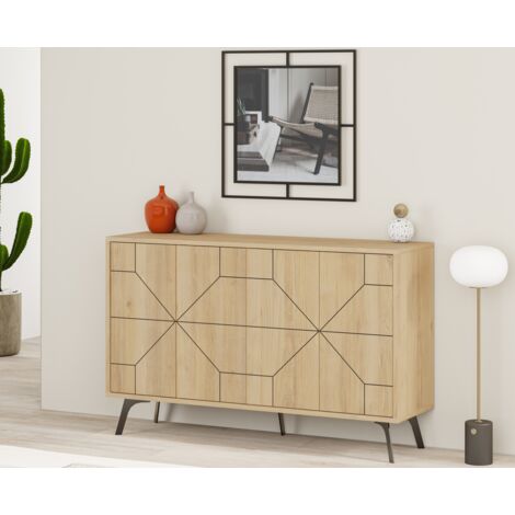 Sideboard aus heller Eiche mit vier Türen, 123 x 77,4 H - Agnone