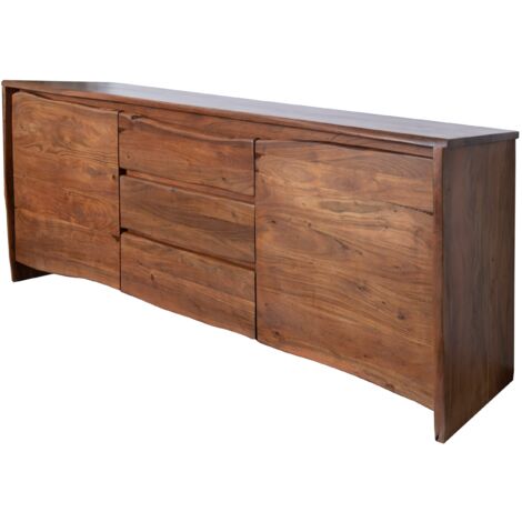 Sideboard Baumkante 200 x 45 x 90 cm Akazienholz massiv nussbaumfarben DAHLIA