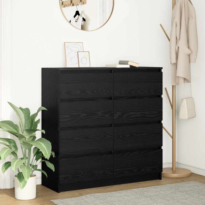 Sideboard Schwarz Eichen-optik 100x35x99 Cm Holzwerkstoff Vidaxl