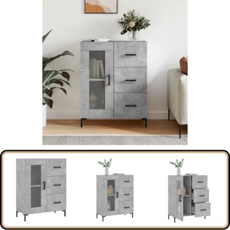 Sideboard Betongrau 69,5x34x90 cm Holzwerkstoff - Schreibtisch - Wohnzimmermöbel - Sideboard - Regal - Aufbewahrung
