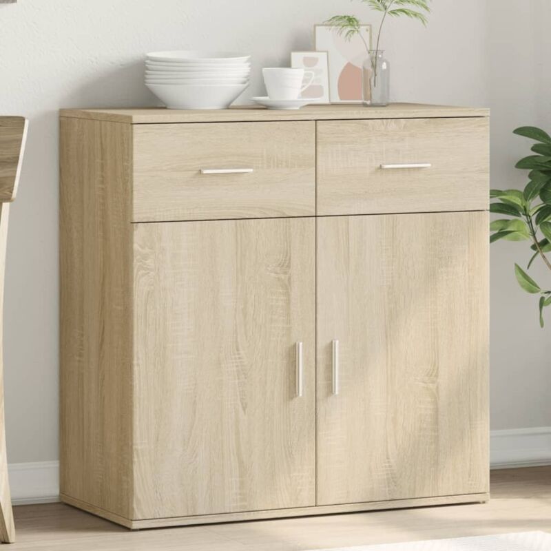 Sideboard Sonoma-eiche 79x38x80 Cm Holzwerkstoff - Vidaxl