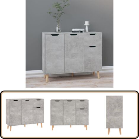 Sideboard Betongrau 90x30x72 cm Holzwerkstoff - Schreibtisch - Regal - Sideboard - Holzmöbel - Grau