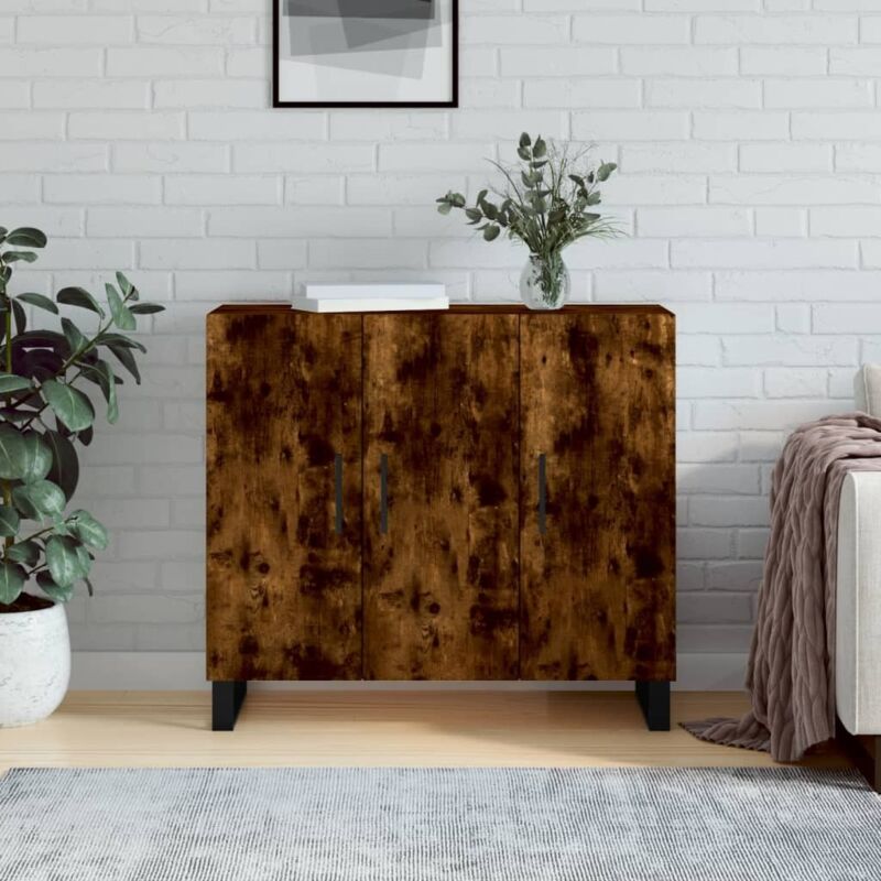 Vidaxl Sideboard Räuchereiche 90x34x80 Cm Holzwerkstoff
