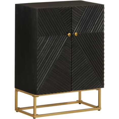 Sideboard Black 55x30x76 cm Solid Wood Mango and Iron vidaXL