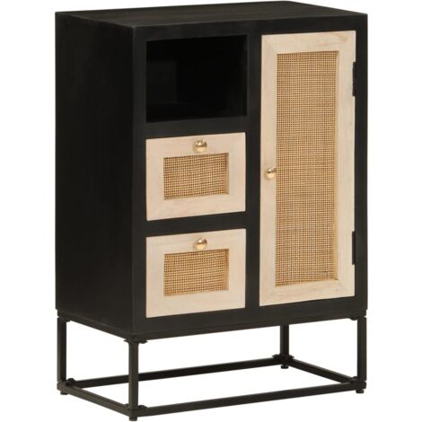 Sideboard Black 55x30x76 cm Solid Wood Mango and Iron vidaXL