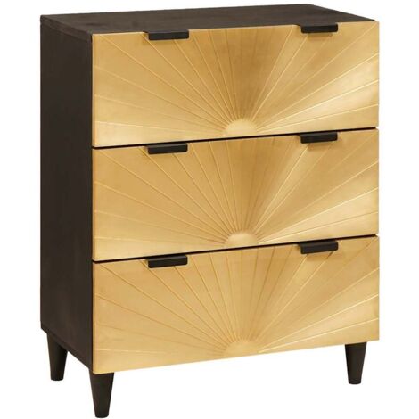 Sideboard Black and Gold 60 x 33 x 75 cm Solid mango wood vidaXL