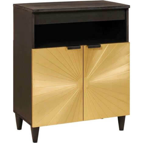 Sideboard Black and Gold 60 x 33 x 75 cm Solid mango wood vidaXL