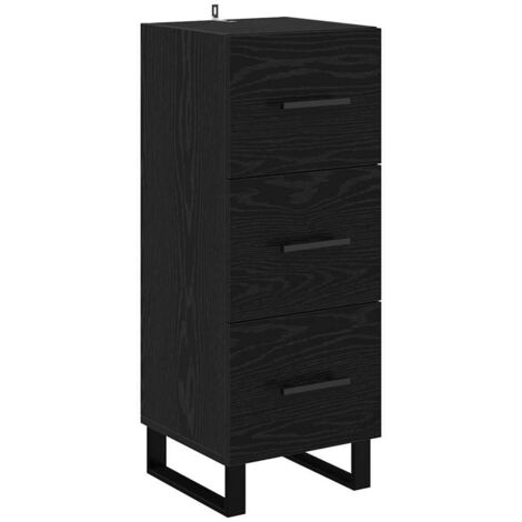 Sideboard Black Oak 34.5 x 34 x 90 cm Engineered Wood and Iron vidaXL