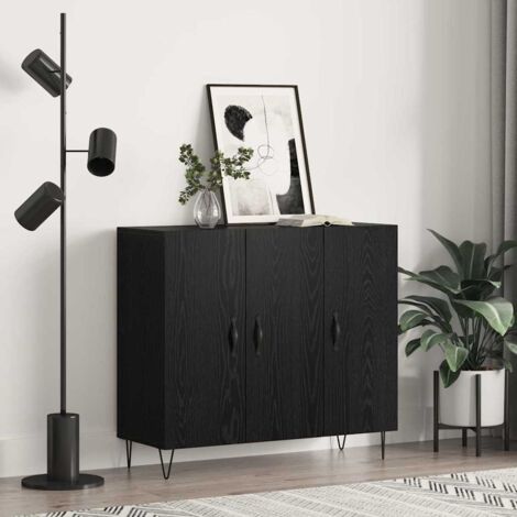 Sideboard Black oak 90 x 34 x 80 cm Engineered wood vidaXL