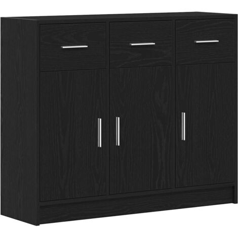 Sideboard Black Oak 91x28x75 cm Engineered Wood vidaXL