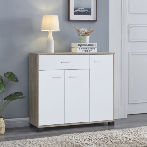 Sideboard Bobeck 72x80x28 cm Eiche/Weiß [en.casa]