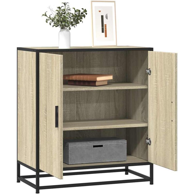 Sideboard Sonoma-eiche 68x35x76 Cm Holzwerkstoff Und Metall - Vidaxl