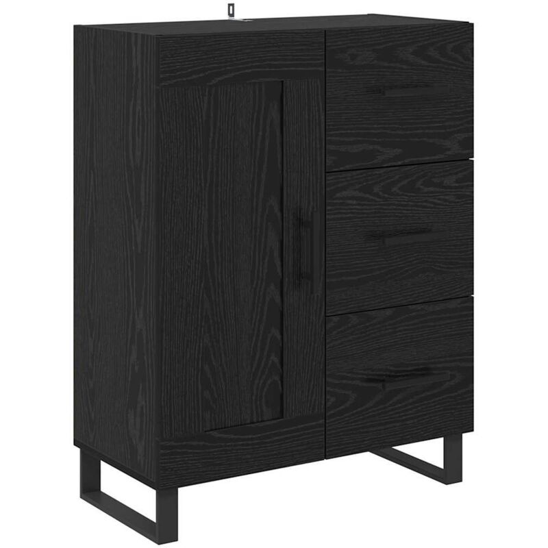 Sideboard Mit Schubladen Schwarz Eichen-optik 69, 5 X 34 X 90 Cm Vidaxl