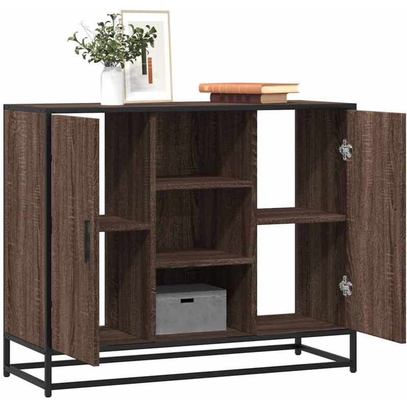 Sideboard Braun Eichen-optik 92x35x76 Cm Holzwerkstoff - Vidaxl