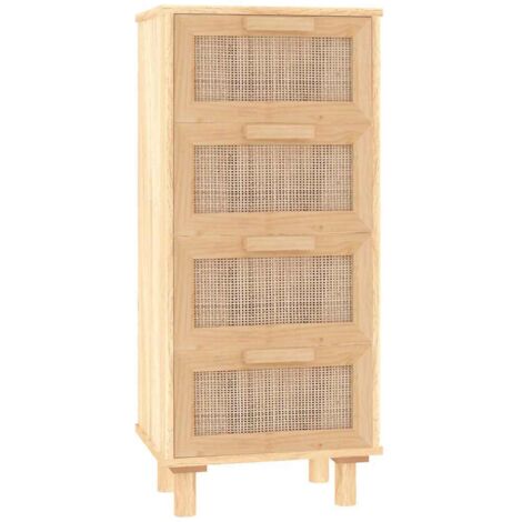 Sideboard Brown 40x30x90 cm Solid Wood Pine and Natural Rattan vidaXL