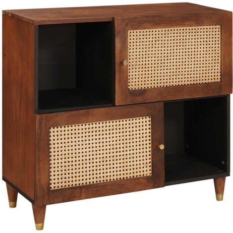 Sideboard Brown 80 x 33.5 x 75 cm Cane and solid mango wood vidaXL