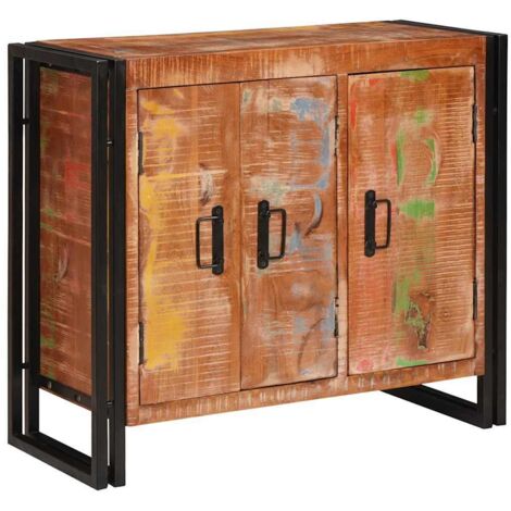 Sideboard con puertas Marrón Madera Recuperada Sólida y Metal