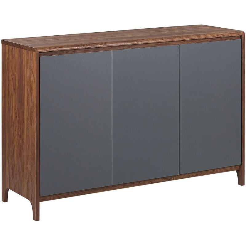 Retro Modern Sideboard Walnut with Grey 3-Door Cabinet Medfort