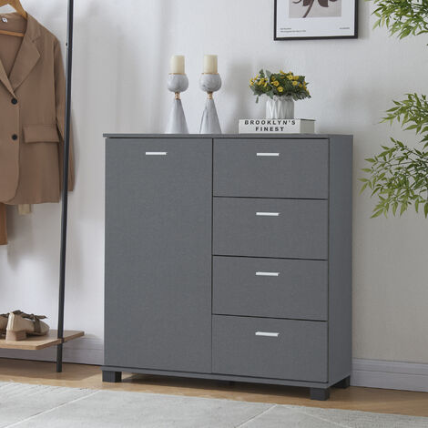 Sideboard Döbritz 84x80x28cm Dunkelgrau [en.casa]