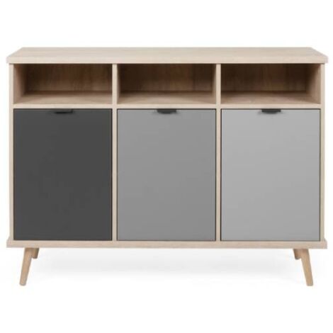Sideboard drei Fächer Sonoma grau erhöhte Füße cm 120 x 40 x 88 h